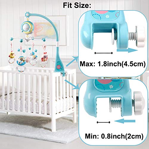 Mini Tudou Baby Musical Crib Mobile With Projection Function And Night Light,Hanging Rotating Teether Rattle And 150 Melodies Music Box With Remote Control,Toy For Newborn 0-24 Months #TOP3