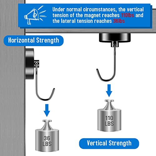 image for Grtard Magnetic Hooks 110 LBS Heavy Duty Neodymium Magnet Hook, Strong