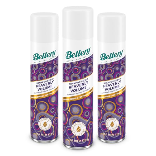 Bellery Heavenly Volume Dry Shampoo - Shampoo Secco Spray per Tutti i Tipi di Capelli – Dona Volume e Morbidezza ai Capelli - 3 Shampoo Spray da 200ml
