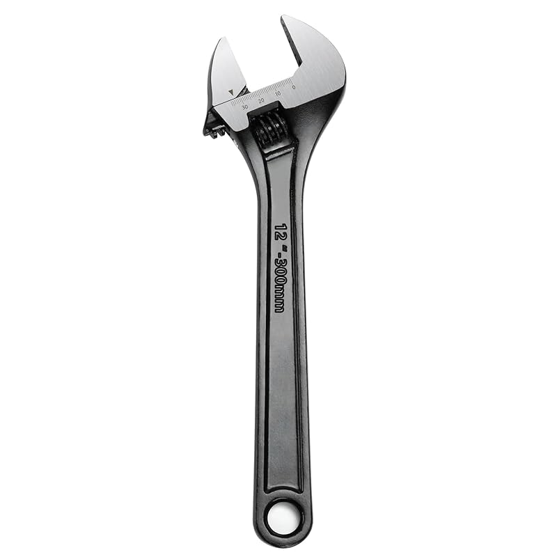 Chave Ajustável LYFJXX com Mordente Extra Largo em Aço CR-V, 30,5 cm (12 pol.), Preta