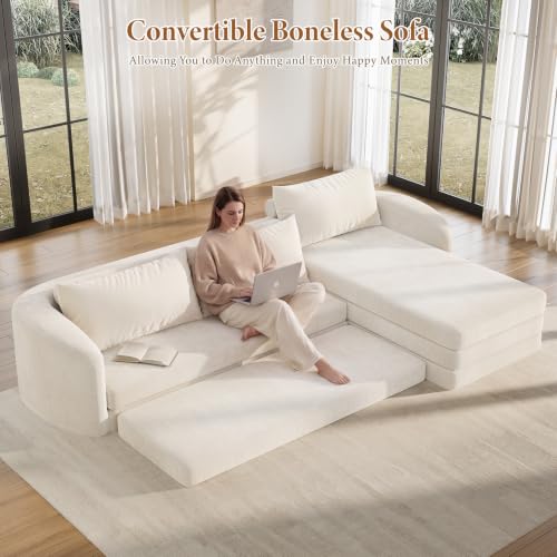 Image of Vesgantti 6 in 1 Convertible Folding Sleeper Sofa Bed, No Assembly, Beige