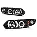 [For 2006-2011 Honda Civic Coupe] LED Halo Ring Black Projector Headlight Headlamp Assembly, Driver & Passenger Side