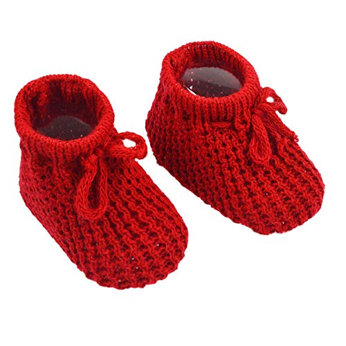 Image of Soft Touch Newborn Baby Boys Girls Mesh Booties Baby Knitted Bootees Soft Cute Booties Baby Booties NB-3 Months S401 (Red)