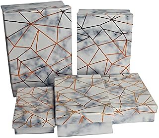 ALEF Elegant Decorative Themed Nesting Gift Boxes -3 Boxes- Nesting Boxes Beautifully Themed and Decorated! (Sq Leaf Pattern)