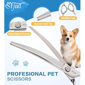 Dog Grooming Curved Thinning 7.5 inch Professional Pet Shears Made Of Japanese Advanced Stainless Steel Professional Grooming Scissors for Dogs Cats and Other Pets