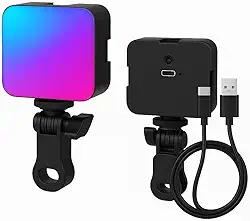 Luz LED RGB Portátil Recarregável Clip-On para Celular, Notebook, Webcam, Vídeos, Lives, Selfies, Reuniões, Iluminação Profissional com 3 Níveis de Brilho e 9 Cores Ajustáveis