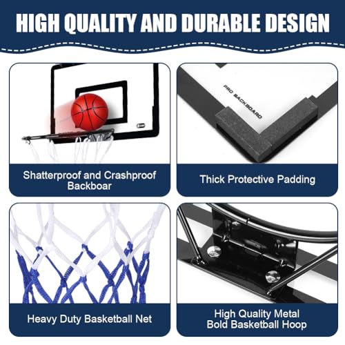 OSDUE Mini Basketballkorb Set, Basketballkorb Indoor für Kinder, Basketball Korb im Zimmer Wandmontage Mit 4 Balls, Basketballkörbe tür Set für Jungen Mädchen Outdoor Indoor, Geschenk zum Kindertag