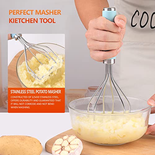 Wgpg 2 Pack Potato Masher Set, Professional Stainless Steel Potato Masher & Heavy Duty Food Tongs, Kitchen Serving Scissors Tongs, Kitchen Tools For Mashing Avocado, Mashed Potatoes, Beans, Vegetables #TOP1