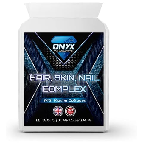 Onyx Hair Skin and Nails Complex with Marine Collagen - High Strength Formula for Hair Growth - 2 Months Supply Cover
