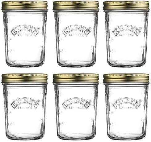 Kilner Wide Mouth Screw Top Lid Preserving Glass Jar 0.35 Litre Transparent (Pack of 6) (6)