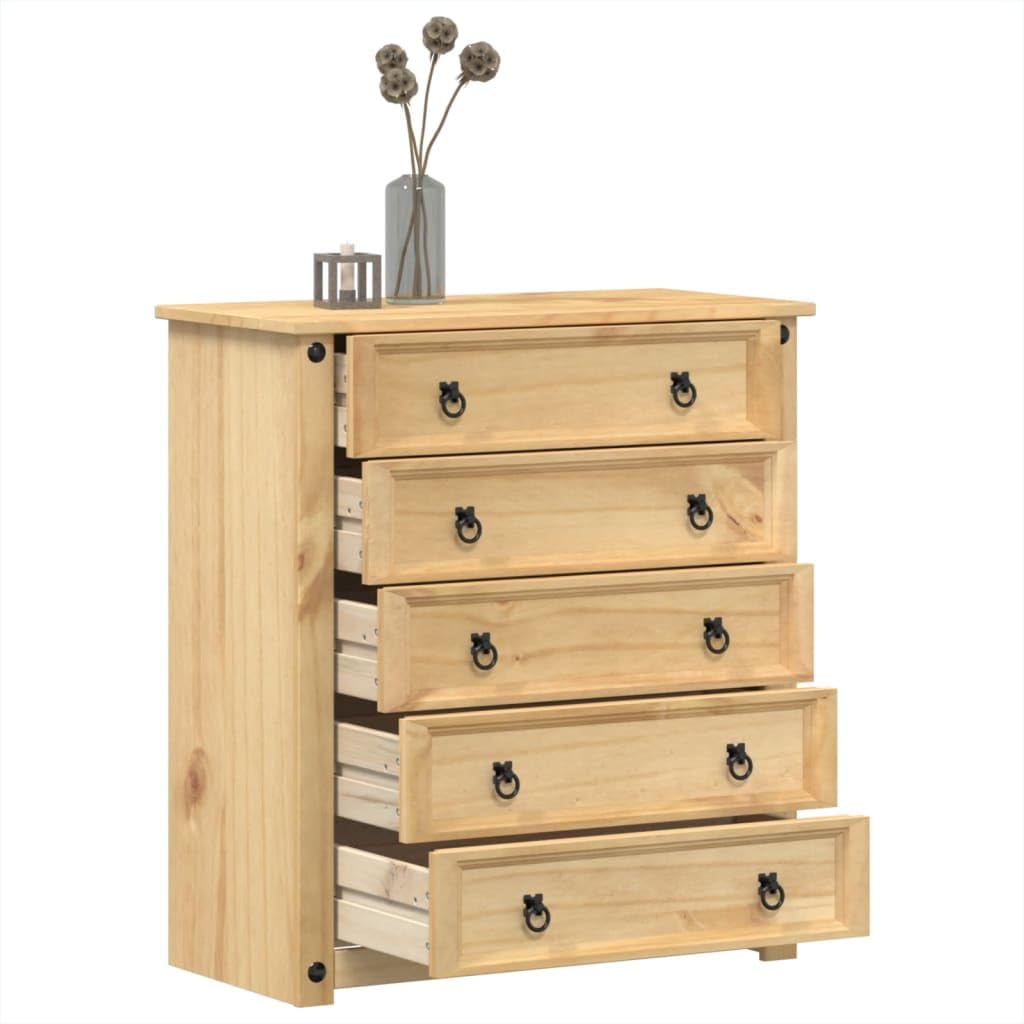 Commode 80 x 40 x 89 cm en bois massif de pin