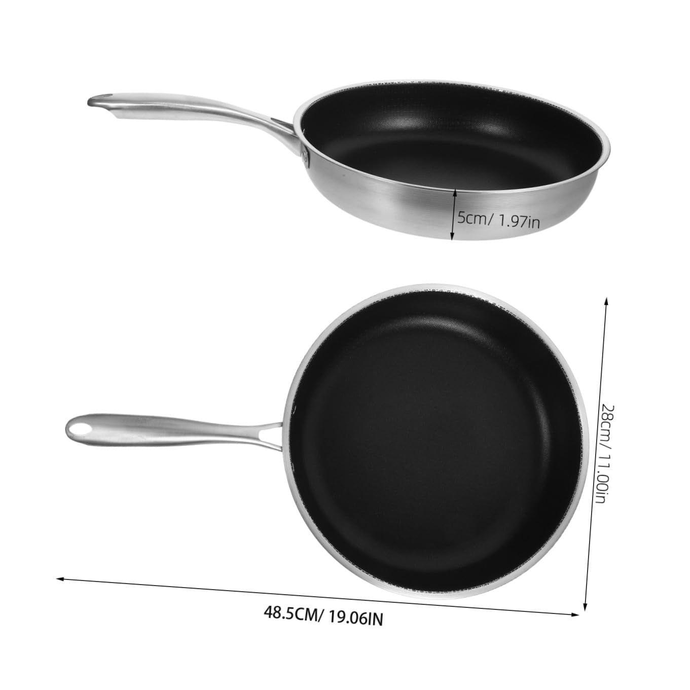 Lurrose Padella in Acciaio Inossidabile 30 CM a Nido d'Ape Manico Leggero e Resistente per Friggere Uova e Bistecche su Piano Cottura a Induzione