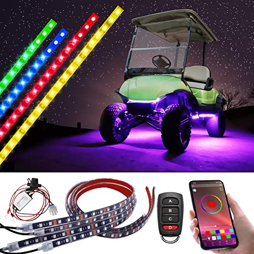 Roykaw Golf Cart Underglow Accent Neon Lighting Kit Standard Million Color Led For Ezgo/Club Car/Yamaha Models, Water Resistant Flexible Tubes And Remote Control/App Control #TOP1
