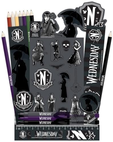 Calendario de adviento Miércoles Addams 2026 de sorpresas de papelería