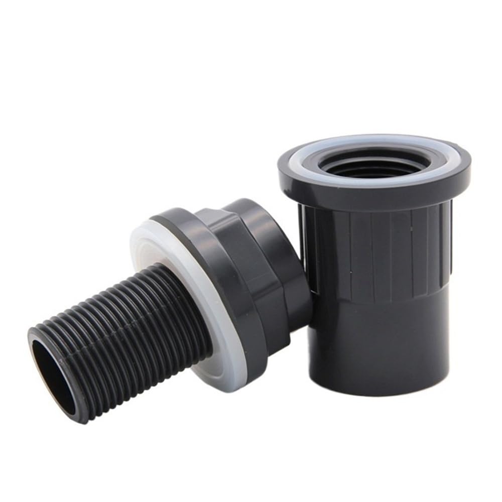 Pipe Drainage Joint UPVC Bulkhead Garden Irrigation Watering Pipe Adapter, 50mm DN40 Grey Aquarium Tank Tube Connector 1pc