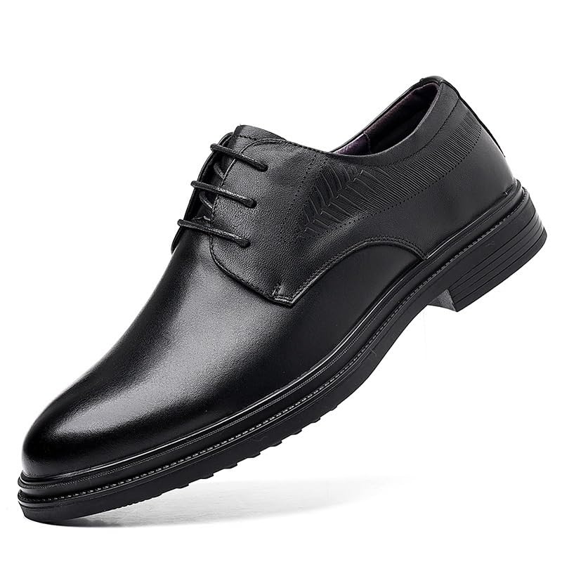 Mens Oxford Men's Luxury Genuine Leather Lace Up Oxfords Shoes Comfort Wide Pointed Toe Non-Slip Dress Shoes Breathable Casual Business Work Formal Shoes Dress Shoes(8.5)