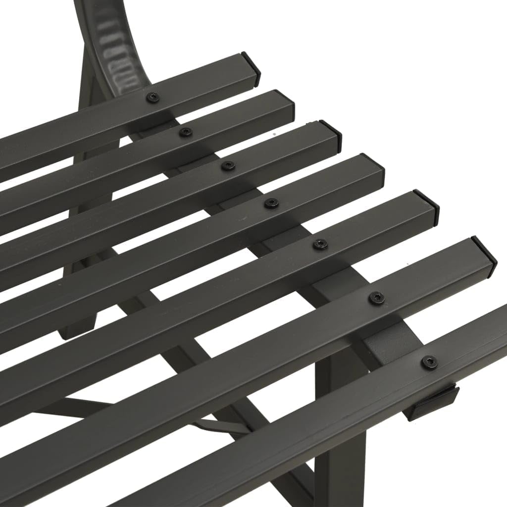 Garden Bench Black Powder-Coated Steel Large Durable,Vintage Black Steel Garden Bench Durable & Stylish Outdoor Seating for Gardens & Patios Patio Furniture
