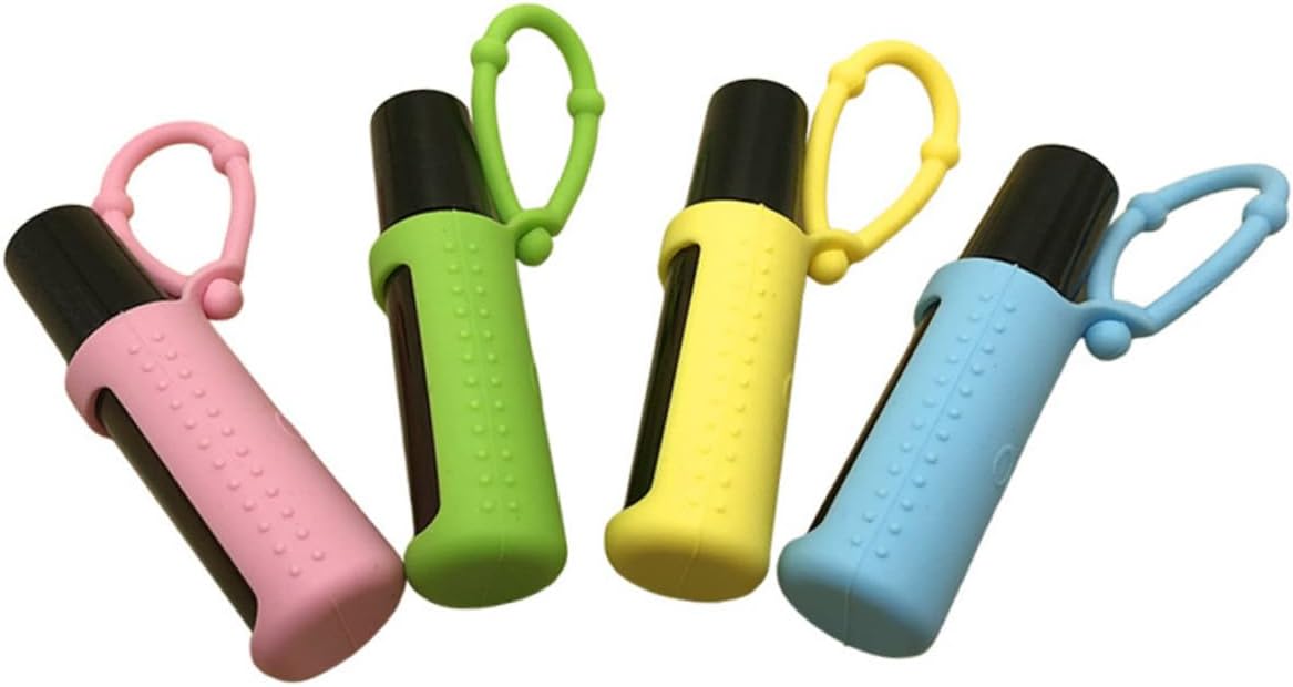 DOITOOL 18pcs Silicone Essential Oil Bottle Holder Protective Cover Case Portable Sleeve for Travel Strap for Easy Carrying for Safe Storage