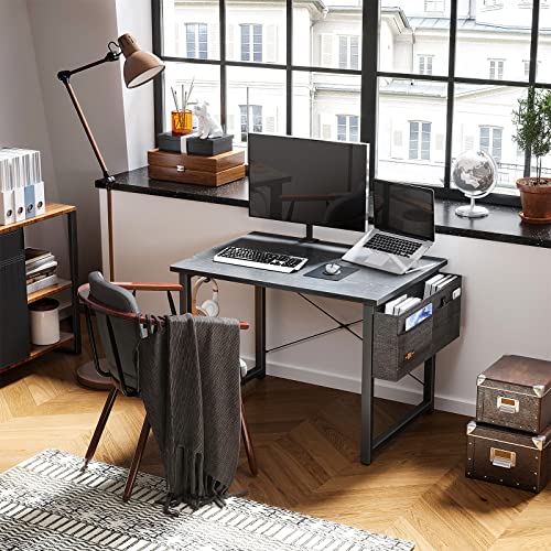 Odk 32 Inch Small Computer Desk Study Table For Small Spaces Home Office Student Laptop Pc Writing Desks With Storage Bag Headphone Hook, Espresso Gray #TOP2