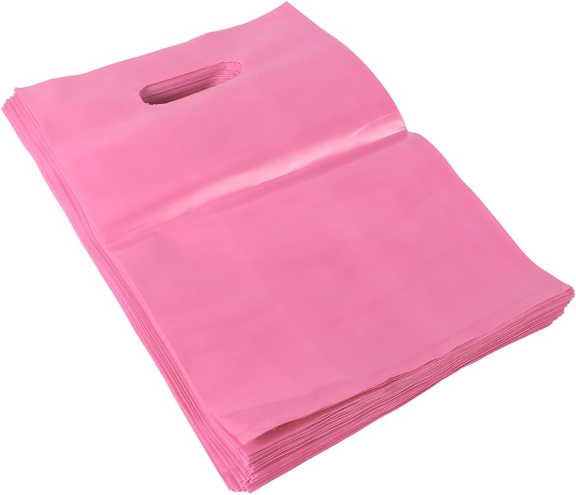 Pink Plastic Party Bags 100Pcs Lightweight Portable Shopping Pouches