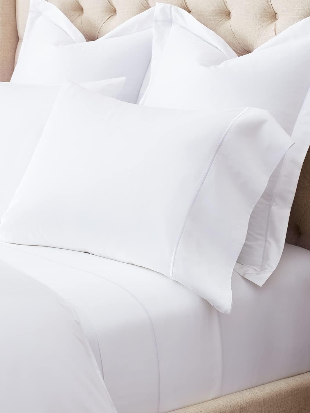 BOLL & BRANCH Signature Embroidered Sheet Set - Twin, White/White - Luxury 100% Organic Cotton - 1 Flat, 1 Fitted, 2 Pillowcases