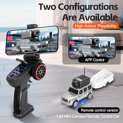 Image of WLtoys Mini RC Car, 1:64 Scale FPV RC Drift Car with 720P HD Camera, 2.4GHz Transmitter, WiFi App Control with Gyro Mini Racing Toys for Teens and Adults (Sliver)