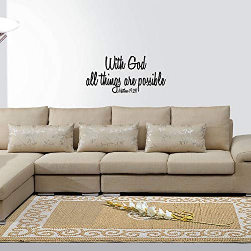 Zssz With God All Things Are Possible Matthew 19:26 Vinyl Wall Decal Religious Home Décor Christian Quote Wall Sticker Handwriting Art Letters Bible Scripture #TOP2