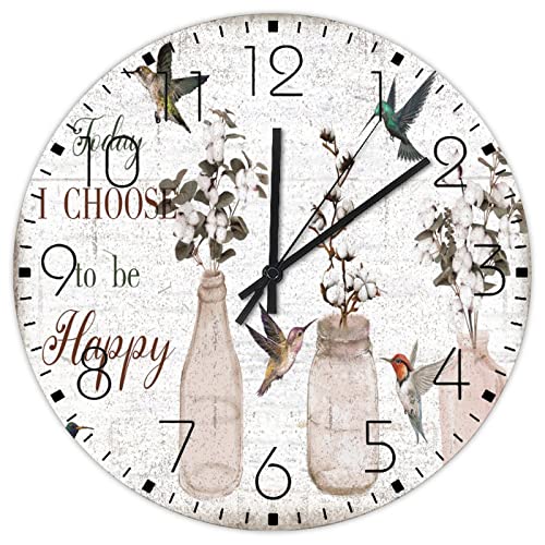 Horloges murales en bois de 38,1 cm fleurs rustiques - 2
