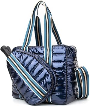Pickleball Duffel Bag with Paddle Pocket, Puffer Tote Bag - Navy