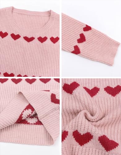 Image of Alsol Lamesa Women's Fall Pullover Sweaters Cute Hearts Long Sleeve Crewneck Casual Knitted Sweaters, X-Large
