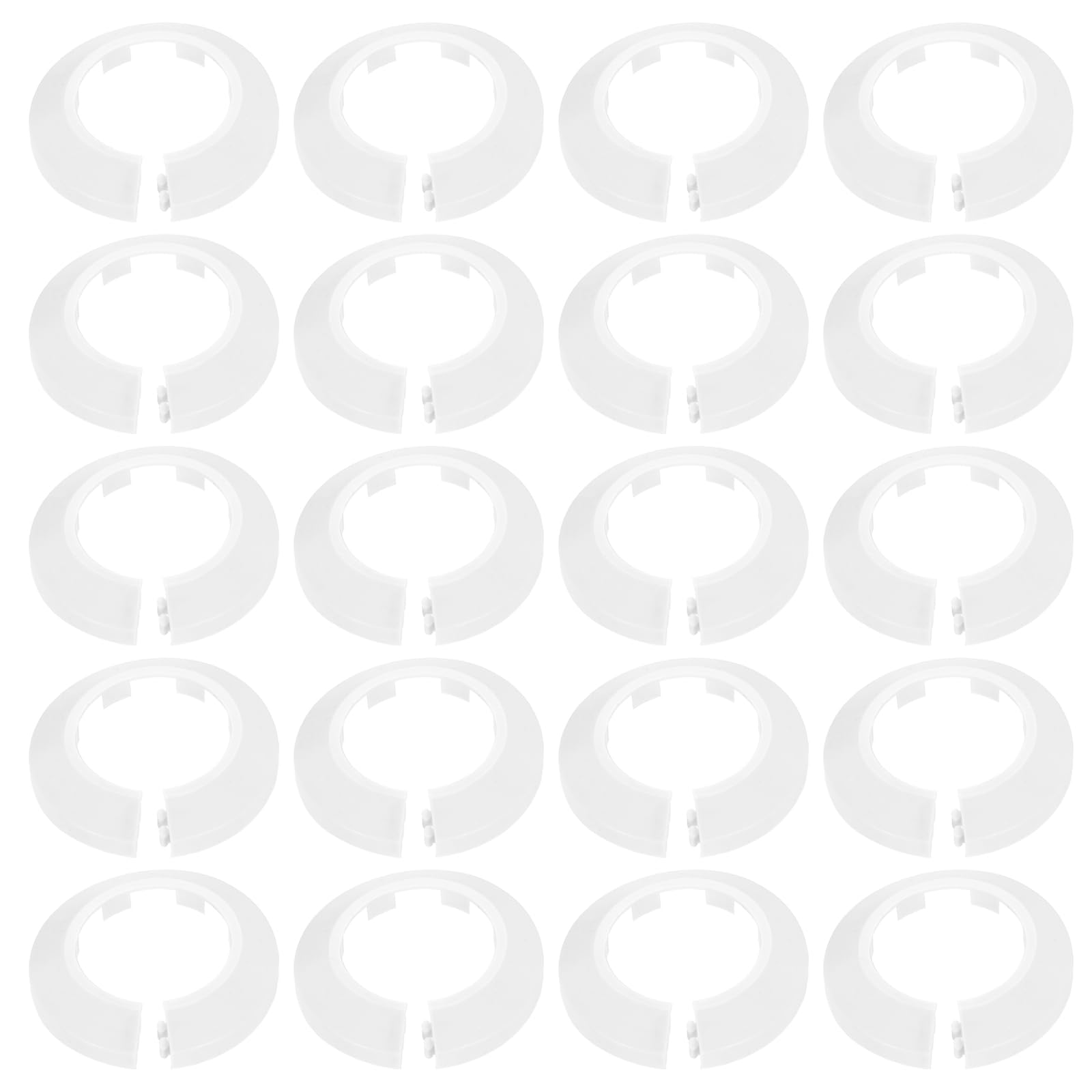 sourcing map 20pcs Flange Pipe Cover Decoration 1.57" (40mm) Plastic Clip-on Wall Hole Cover Under Sink Pipe Radiator Escutcheon Collar for Bathroom Kitchen Toilet, White