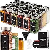 Deco haus® Gewürzgläser eckig luftdicht 24er Set [inkl. Etiketten & Streueinsatz] - Gewürzdosen Set Glas - Gewürzbehälter Spice Jars - Gewürze Aufbewahrung - Gewürz Organizer - Gewürzaufbewahrung