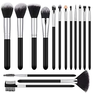 15 Piezas Brochas de Maquillaje Profesional, Juego de Pinceles para Maquillaje para Sombrear Mezclar Contorno Delineador…