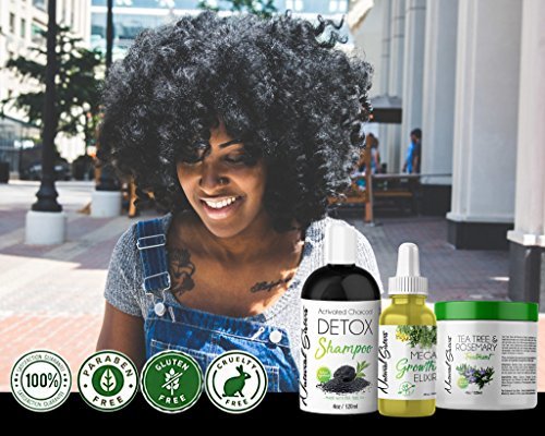 Natural Mini Hair Growth Kit : 3 Pcs Set -Mega Growth Elixir Oil Handmade With Organic Herb & Essential Oils - Thinning Hair Made in USA