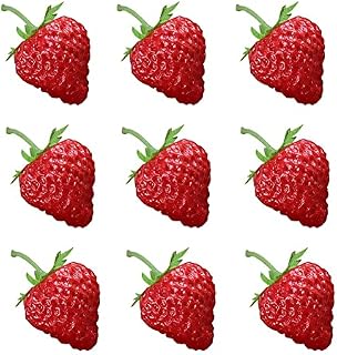 QUUPY 10Pcs Artificial Red Strawberry Plastic Fake Strawberries Simulation Fruit for Home Party Christmas Decoration Photography Props 3.5cm