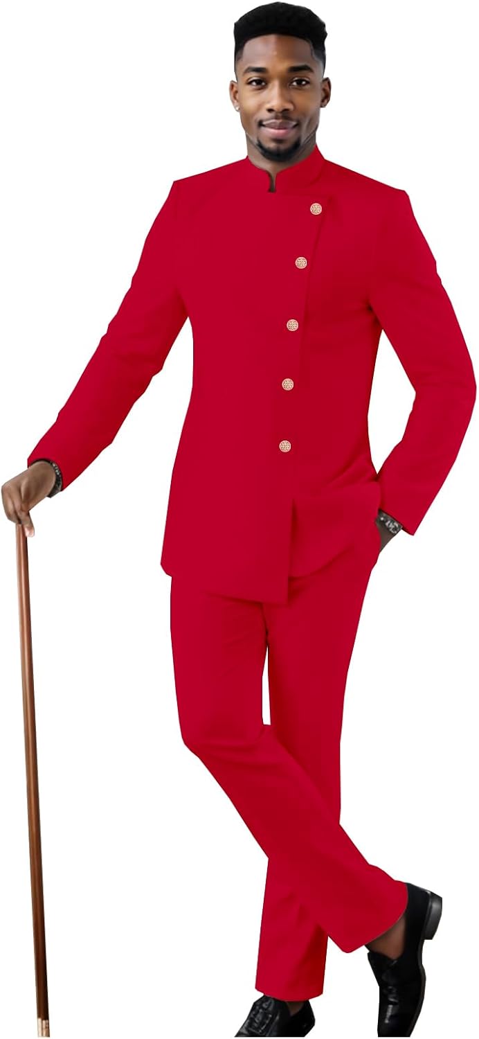 Men's Business Suit Slim Fit Single Breasted Blazer Jacket Pants Set Solid Wedding Dress Suit