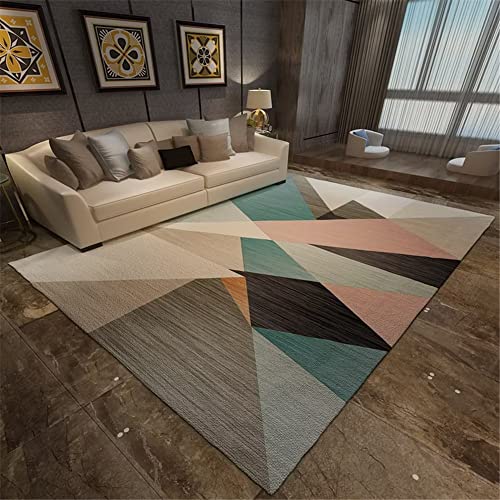 Tapis géométrique minimaliste bleu 180x250 cm de salon