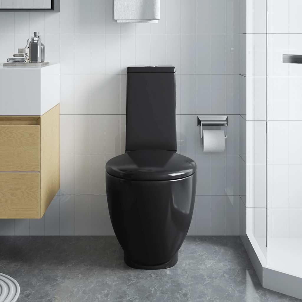 WC en céramique noir double système de chasse d'eau sortie verticale