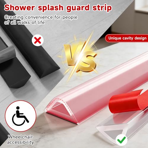 200cm Schwallschutzleiste Dusche Selbstklebend,Dusche Boden Flexibles Silikon Wasserstopper,Nass-Trocken-Trennung für Bad und Küche,Rollstuhlgerechtes Design,Schnell Installieren, Einfach zu Zuschneid