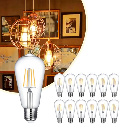 Image of ST19 LED Bulb 6W Equivalent 60W 2700k Warm White 120V, 12 Pack Ivyemons High Output ST19 LED Bulbs Dimmable, No Flicker ST 19 E26 Base Led Bulb,ST 19 LED Edison Light Bulbs for Indoor /Outdoor Lighting