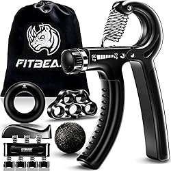 Epp Para Manos Y Brazos FitBeast Hand Grip para Antebrazo Ejercitar – Paquete de 5 Piezas, Fortalecedor de Agarre de Manos Ajustables, Ejercitador de Manos, Para Estirar Los Dedos, Anillo para Entrenar y Pelota Anti Estrés