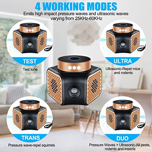 4 Pack Mouse Repellent Ultrasonic Rodent Repellent Indoor Mice Repellent Plug In Squirrel Pest Repeller Electronic Mouse Deterrent 9 Strobe Lights Predator For Attic Garage House Apartment (Brown) #TOP2