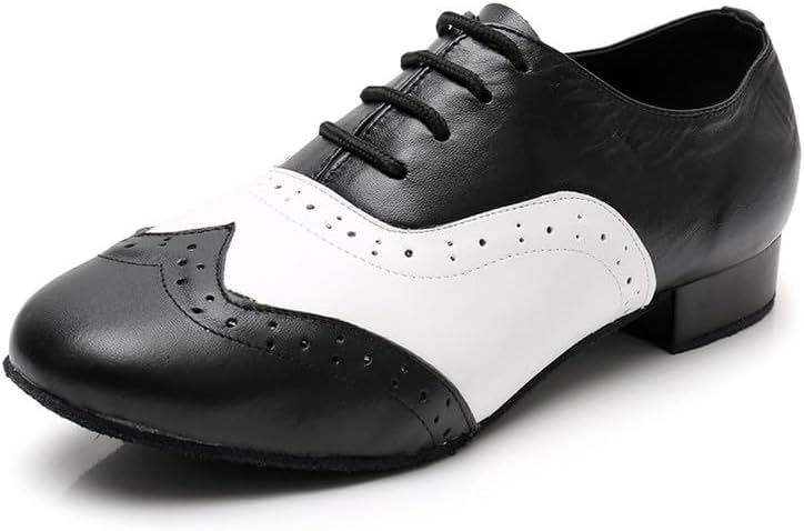 AOQUNFS Men's Latin Dance Shoes Black Patent Leather Leather Ballroom Tango Salsa Shoes,Model 8002