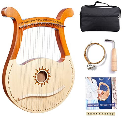 Lira-harfa, 19-strunowy instrument strunowy drewna mahoniowego, lira-harfa kluczem do strojenia, torba transportowa, zapasowe struny, prezent dla dzieci, dorosłych, miłośników muzyki, początkując