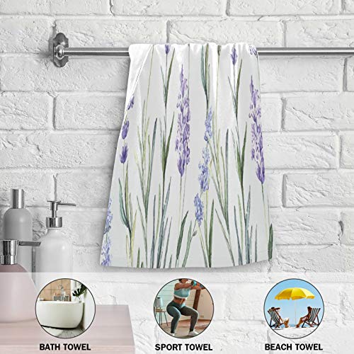 Blueangle Watercolor Lavender Print Soft Hand Towels For Bath Decorative Guest Towels Fingertip Towels For Bathroom Spa Gym, 2-Piece, 14.4 X 28.3 Inches #TOP5
