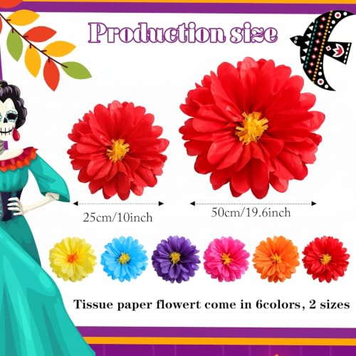 Watersay 12 Pcs 10" 20" Large Tissue Paper Flowers, Fiesta Color by Watersay - Used condition - Image 2