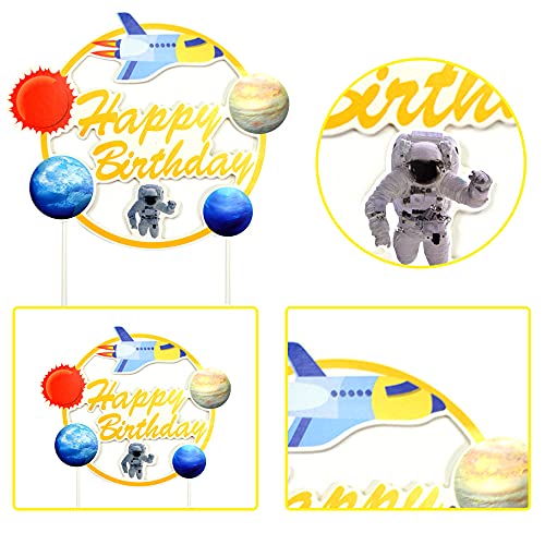 49Pcs Solar System Cake Toppers Sets With 1Pc Planet Happy Birthday Cake Topper, 24Pcs Space Cupcake Toppers Picks And 24Pcs Galaxy Cupcake Wrappers Decor For Space Astronaut Theme Party Supply #TOP4