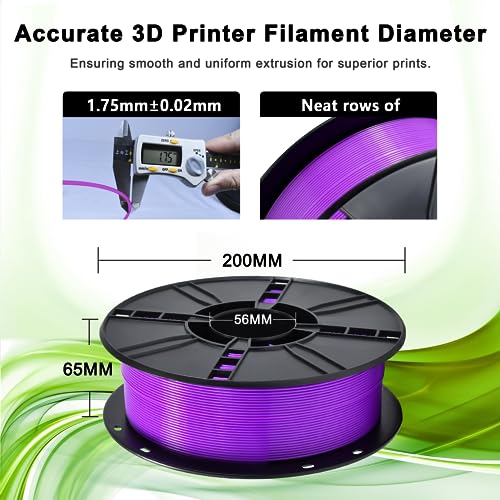 Image of iBOSS PLA Plus (PLA+) 3D Printer Filament 1.75mm,1kg Spool (2.2lbs) Toughness Enhanced 3D Printing Filament,Dimensional Accuracy + /- 0.02mm,1.75mm PLA Plus Filament,Fit Most FDM Printer(Purple)