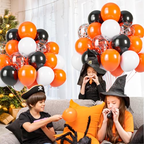 Image of Orange and Black Balloons 60PCS Black and Orange Balloons 12 Inch Halloween Balloons for Halloween Trick or Treat Party Anniversary Graduation