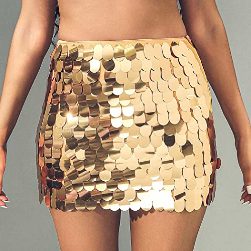 Graeen Sequin Dance Skirt Belly Hip Skirt Rave Fringe Skirt Outfits Party Costume Performance Skirt For Women And Girls (Small, A4-Yellow) #TOP5